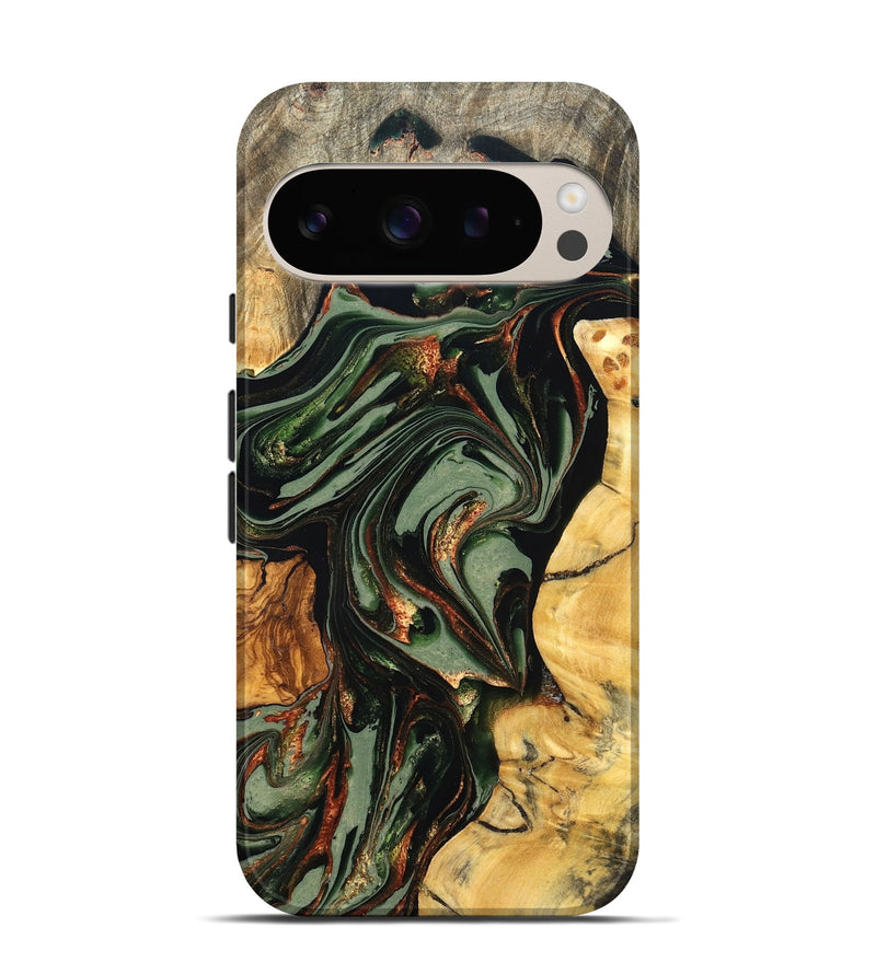 Pixel 9 Pro Wood Live Edge Phone Case - Kolby (Green, 821028)