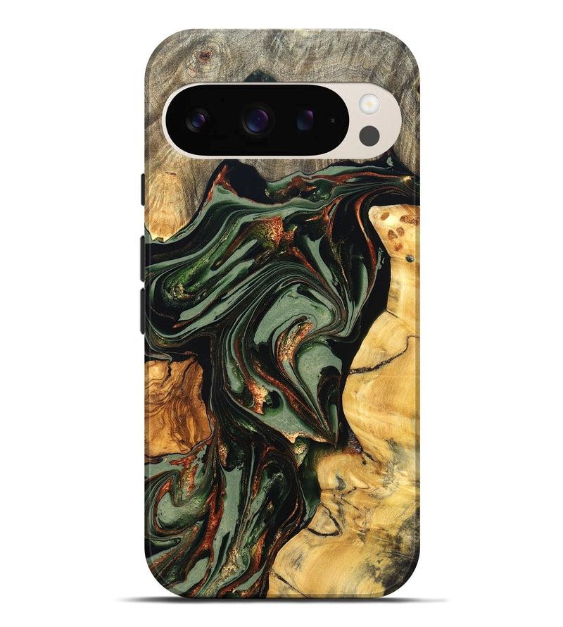 Pixel 9 Pro XL Wood Live Edge Phone Case - Kolby (Green, 821028)