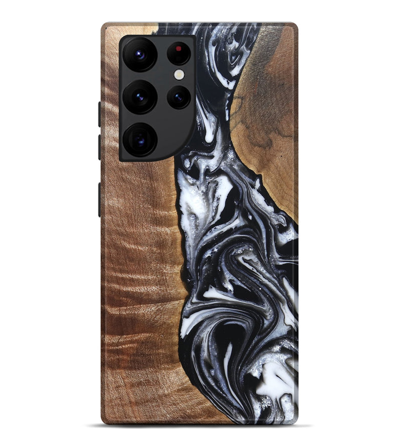Galaxy S22 Ultra Wood Live Edge Phone Case - Jonah (Black & White, 821029)