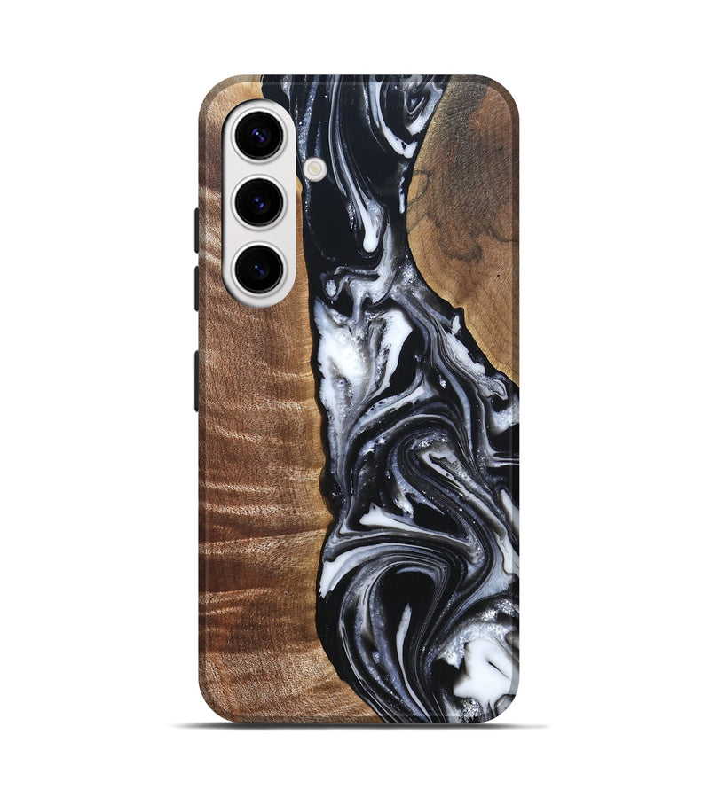 Galaxy S25 Wood Live Edge Phone Case - Jonah (Black & White, 821029)