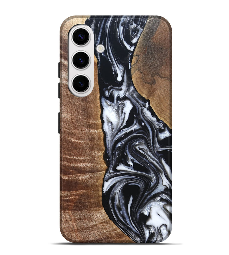 Galaxy S25 Plus Wood Live Edge Phone Case - Jonah (Black & White, 821029)