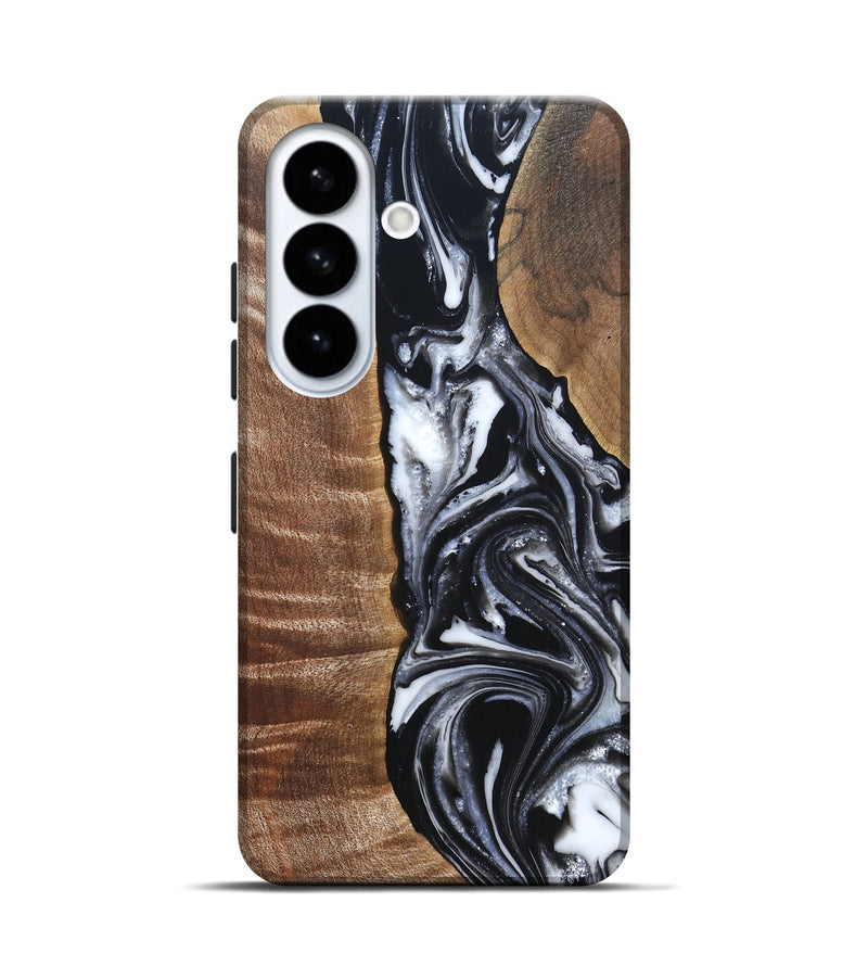 Galaxy S26 Wood Live Edge Phone Case - Jonah (Black & White, 821029)