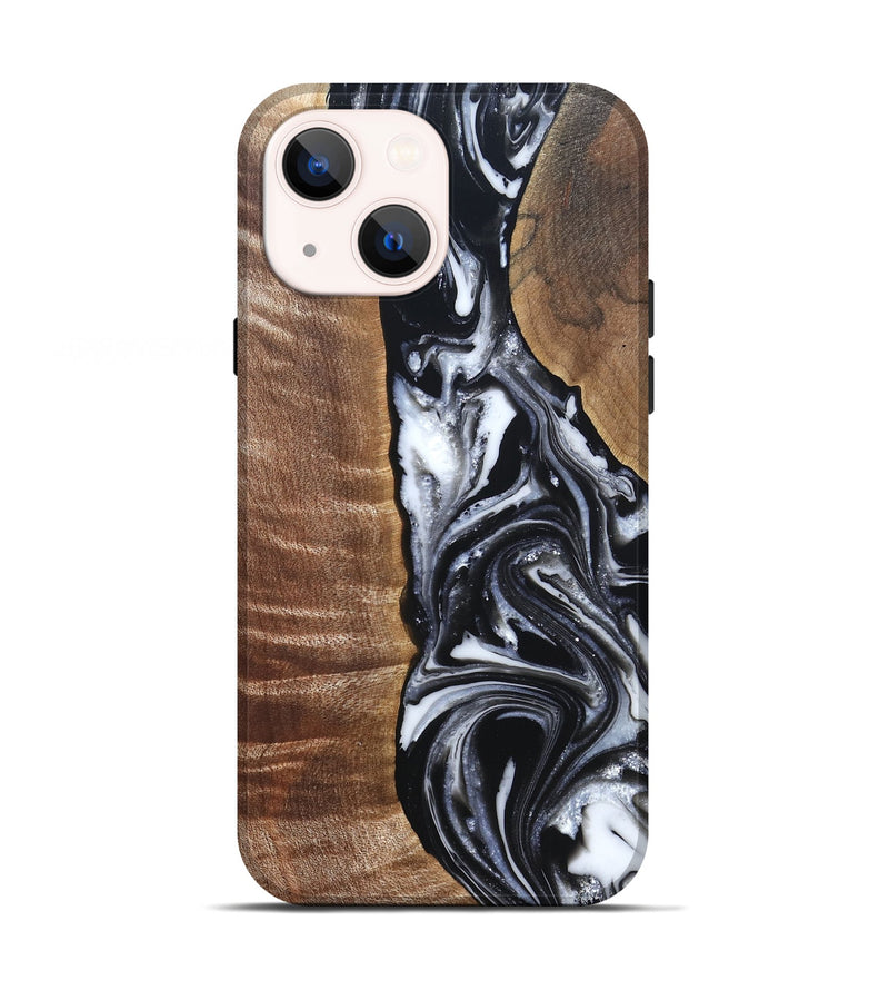 iPhone 13 Wood Live Edge Phone Case - Jonah (Black & White, 821029)