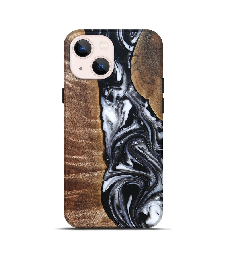 iPhone 13 mini Wood Live Edge Phone Case - Jonah (Black & White, 821029)