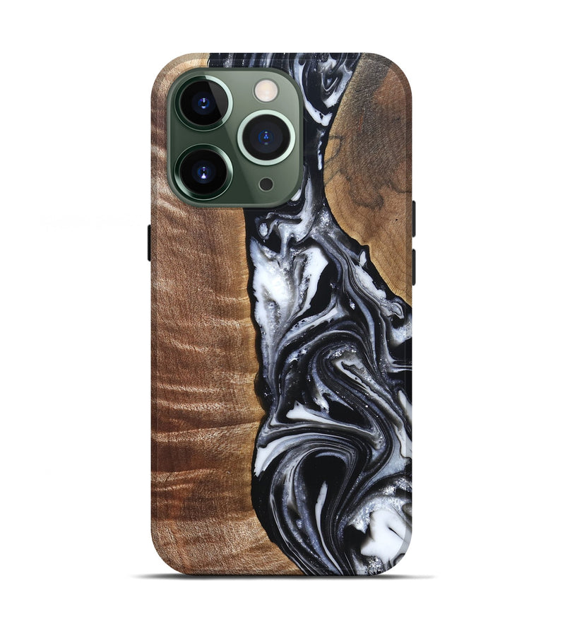 iPhone 13 Pro Wood Live Edge Phone Case - Jonah (Black & White, 821029)