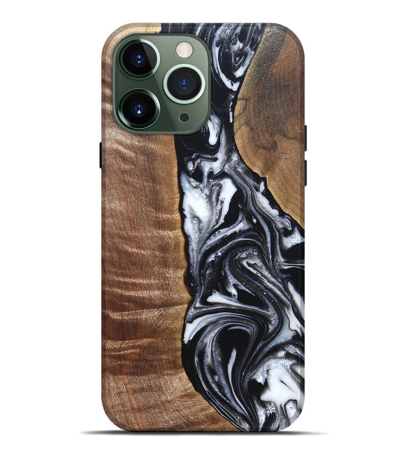 iPhone 13 Pro Max Wood Live Edge Phone Case - Jonah (Black & White, 821029)