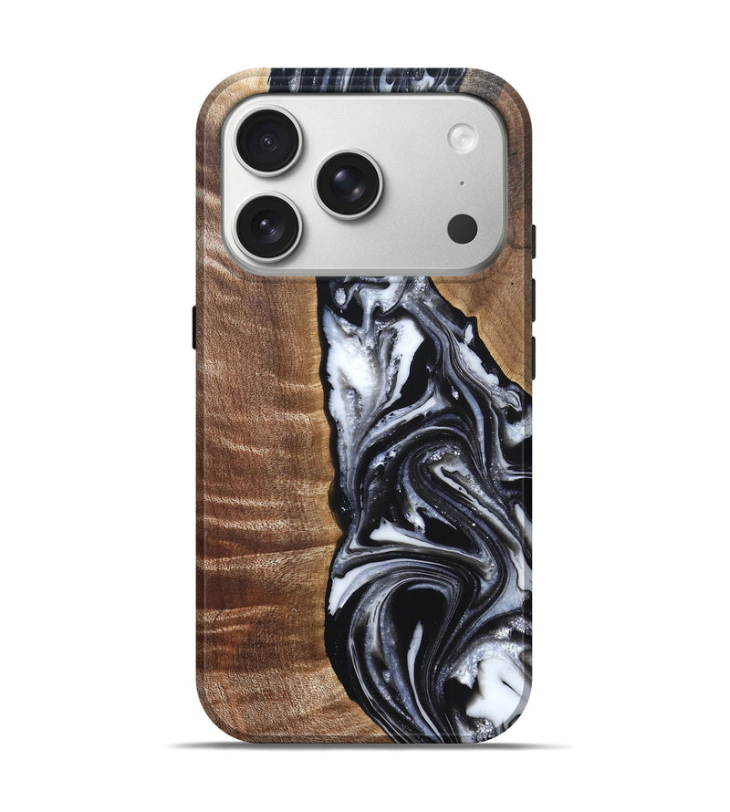 iPhone 17 Pro Wood Live Edge Phone Case - Jonah (Black & White, 821029)