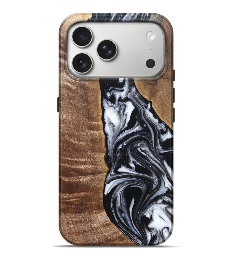 iPhone 17 Pro Max Wood Live Edge Phone Case - Jonah (Black & White, 821029)