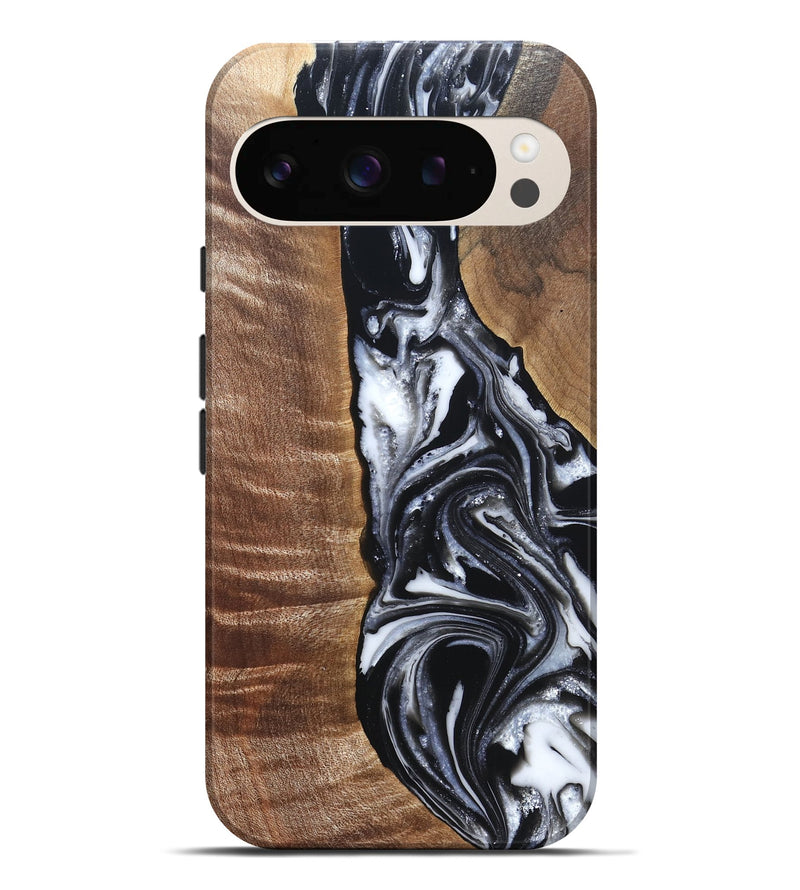 Pixel 9 Pro XL Wood Live Edge Phone Case - Jonah (Black & White, 821029)