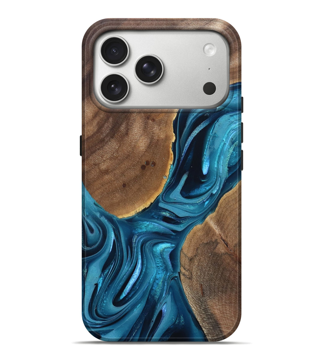 iPhone 17 Pro Max Wood Live Edge Phone Case - Jaliyah (Blue, 821030)