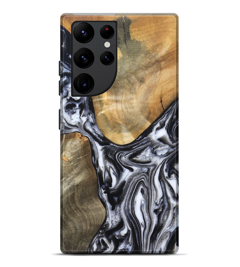 Galaxy S22 Ultra Wood Live Edge Phone Case - Carol (Black & White, 821031)