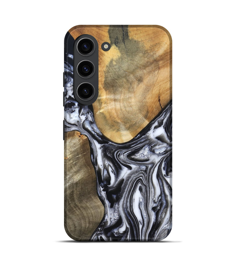 Galaxy S23 Wood Live Edge Phone Case - Carol (Black & White, 821031)