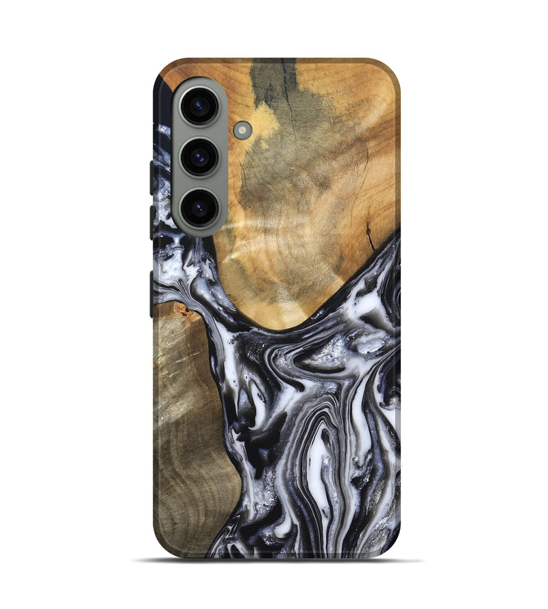 Galaxy S24 Wood Live Edge Phone Case - Carol (Black & White, 821031)
