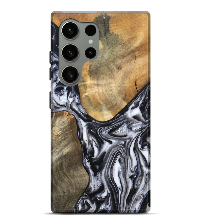 Galaxy S24 Ultra Wood Live Edge Phone Case - Carol (Black & White, 821031)