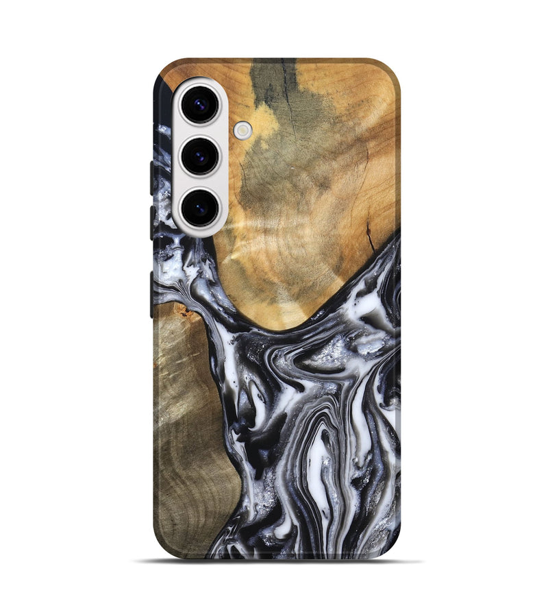 Galaxy S25 Wood Live Edge Phone Case - Carol (Black & White, 821031)