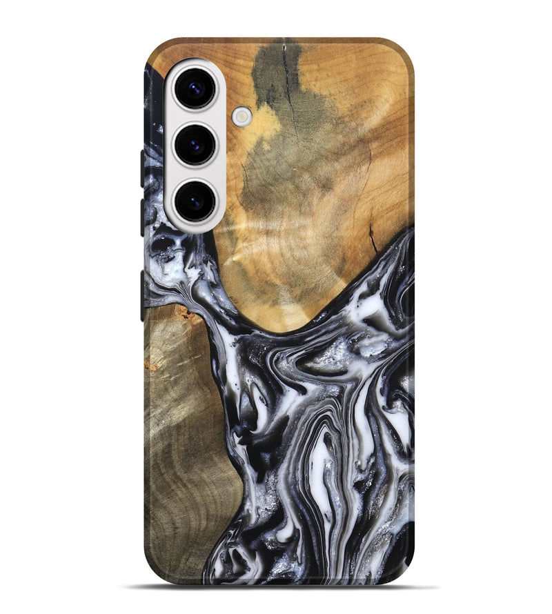 Galaxy S25 Plus Wood Live Edge Phone Case - Carol (Black & White, 821031)