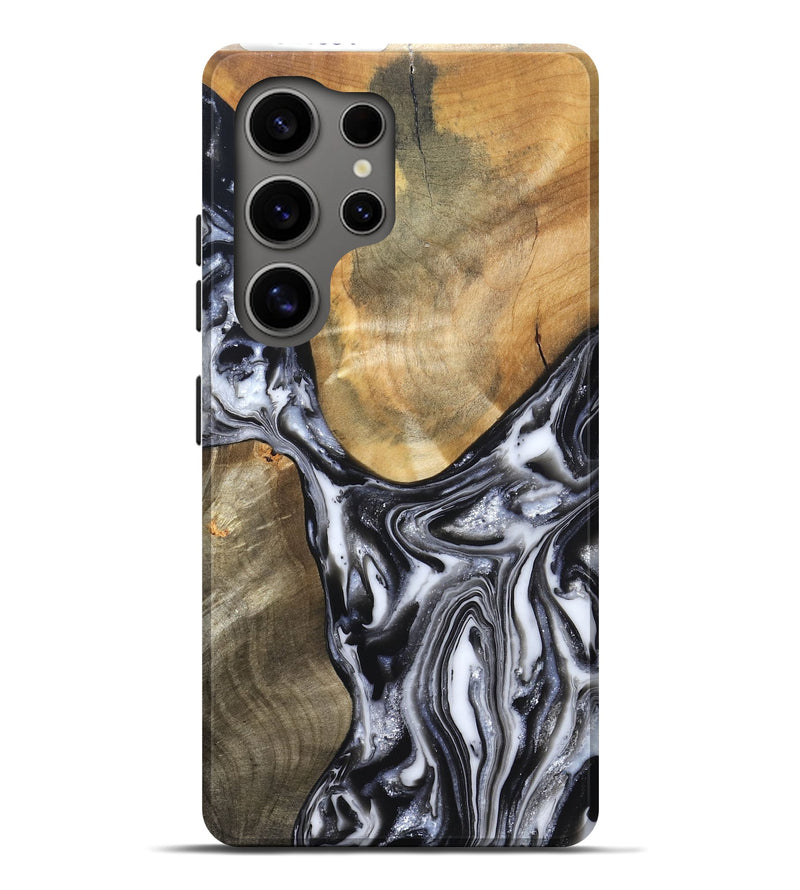 Galaxy S25 Ultra Wood Live Edge Phone Case - Carol (Black & White, 821031)