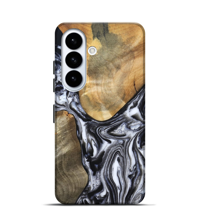 Galaxy S26 Wood Live Edge Phone Case - Carol (Black & White, 821031)
