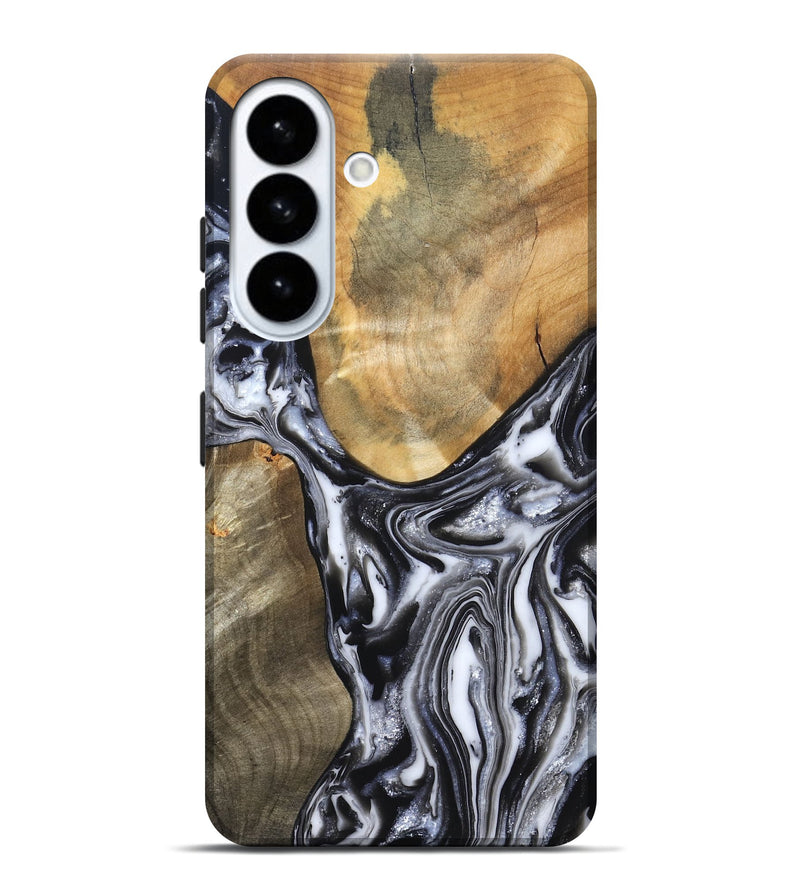 Galaxy S26 Plus Wood Live Edge Phone Case - Carol (Black & White, 821031)