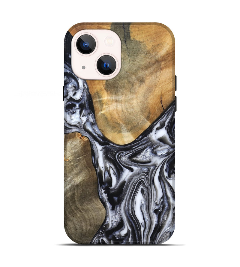 iPhone 13 Wood Live Edge Phone Case - Carol (Black & White, 821031)