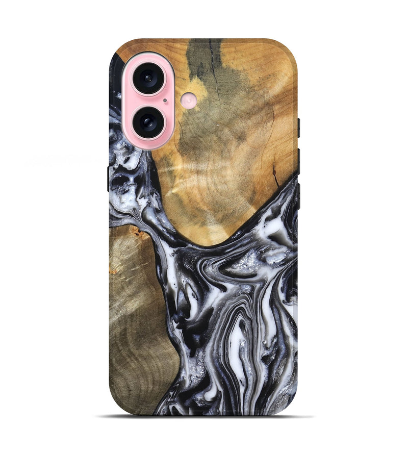 iPhone 17 Wood Live Edge Phone Case - Carol (Black & White, 821031)