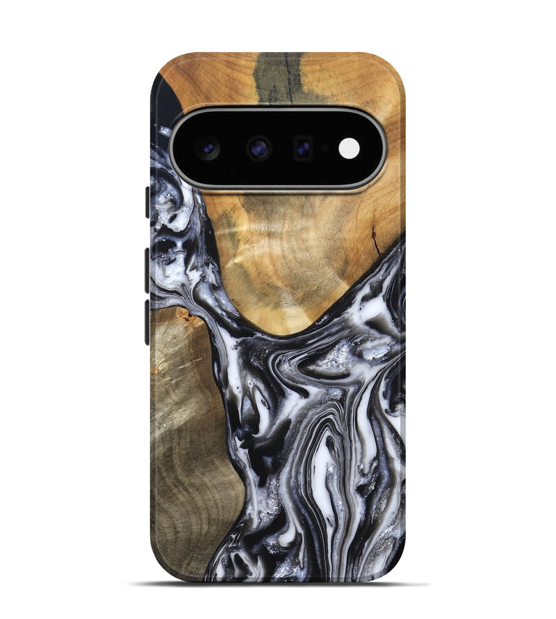 Pixel 11 Pro Wood Live Edge Phone Case - Carol (Black & White, 821031)
