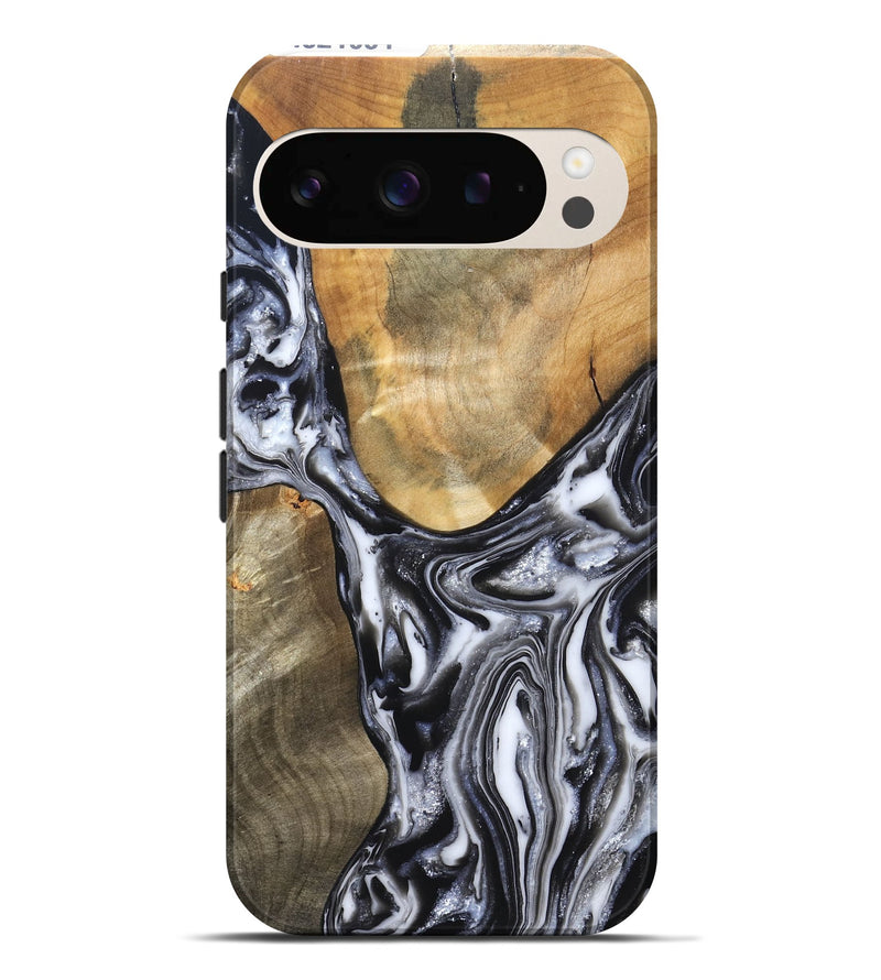Pixel 9 Pro XL Wood Live Edge Phone Case - Carol (Black & White, 821031)