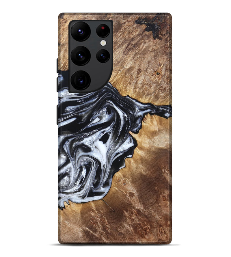 Galaxy S22 Ultra Wood Live Edge Phone Case - Edna (Black & White, 821033)