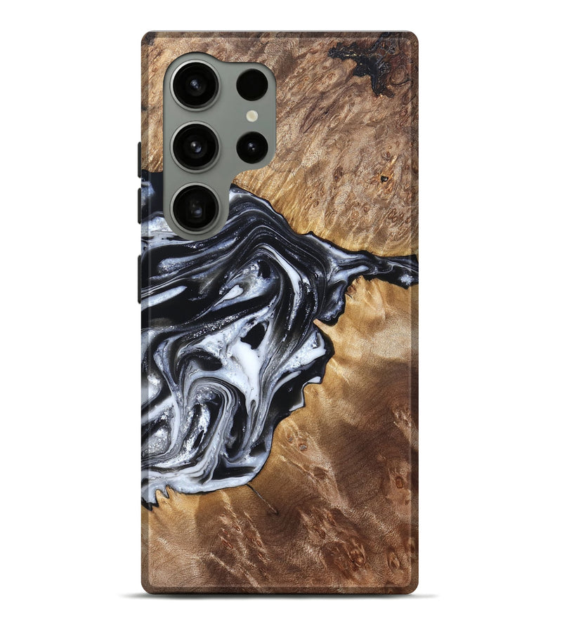 Galaxy S24 Ultra Wood Live Edge Phone Case - Edna (Black & White, 821033)