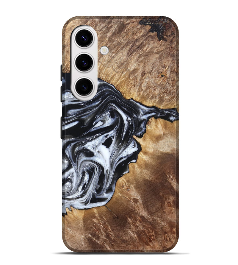 Galaxy S25 Plus Wood Live Edge Phone Case - Edna (Black & White, 821033)