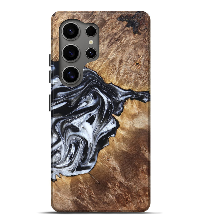 Galaxy S25 Ultra Wood Live Edge Phone Case - Edna (Black & White, 821033)