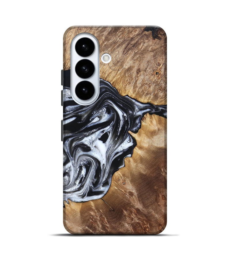 Galaxy S26 Wood Live Edge Phone Case - Edna (Black & White, 821033)