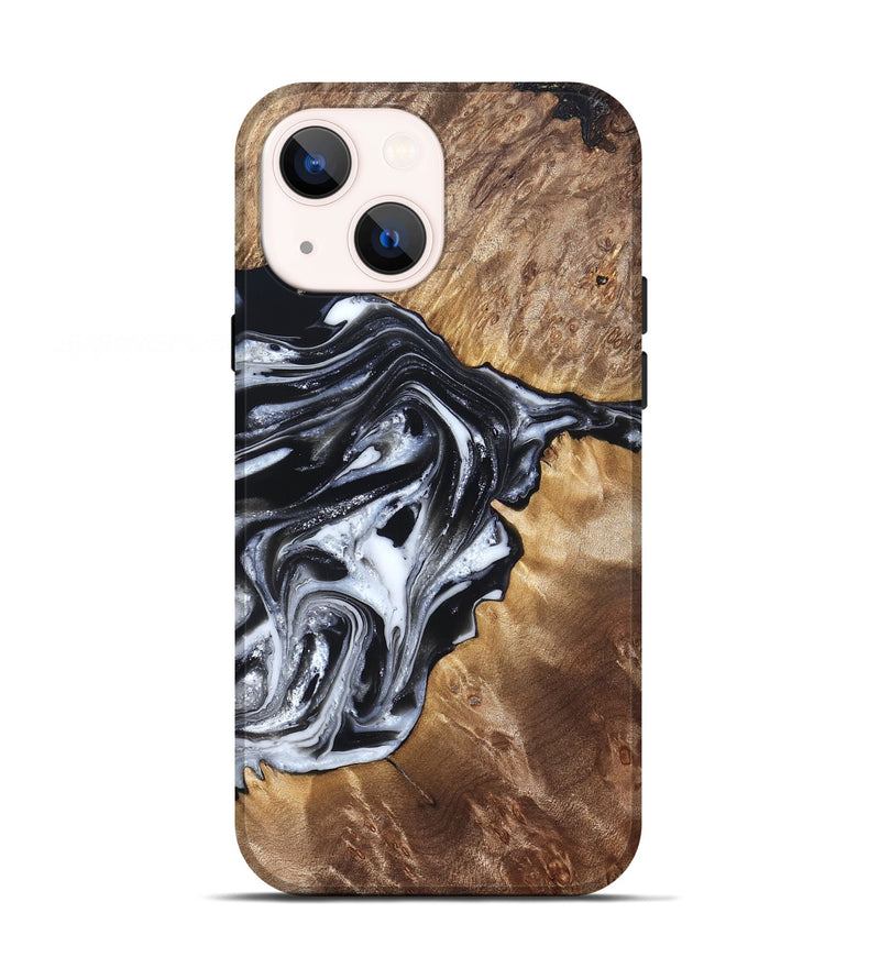 iPhone 13 Wood Live Edge Phone Case - Edna (Black & White, 821033)