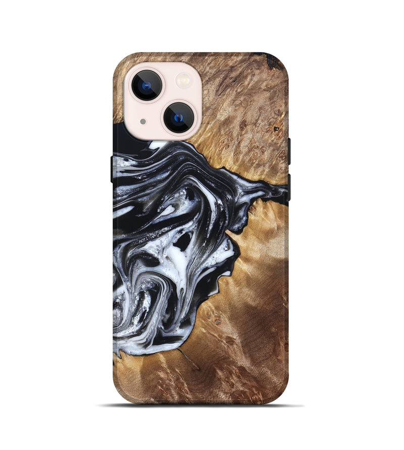 iPhone 13 mini Wood Live Edge Phone Case - Edna (Black & White, 821033)