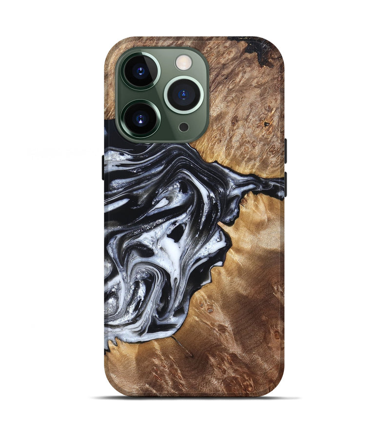 iPhone 13 Pro Wood Live Edge Phone Case - Edna (Black & White, 821033)