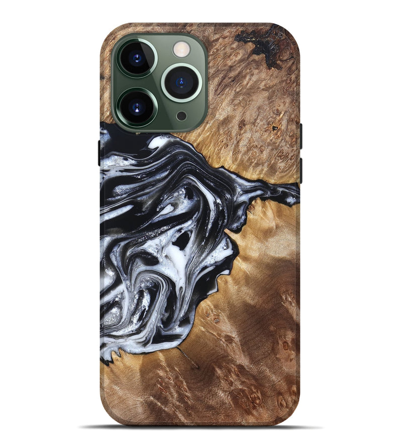 iPhone 13 Pro Max Wood Live Edge Phone Case - Edna (Black & White, 821033)
