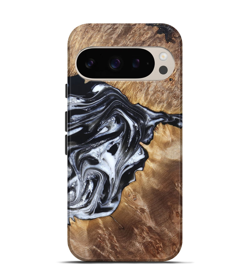 Pixel 9 Wood Live Edge Phone Case - Edna (Black & White, 821033)