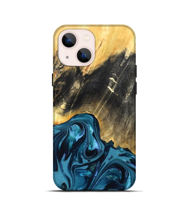 iPhone 13 mini Wood Live Edge Phone Case - Truett (Blue, 821035)