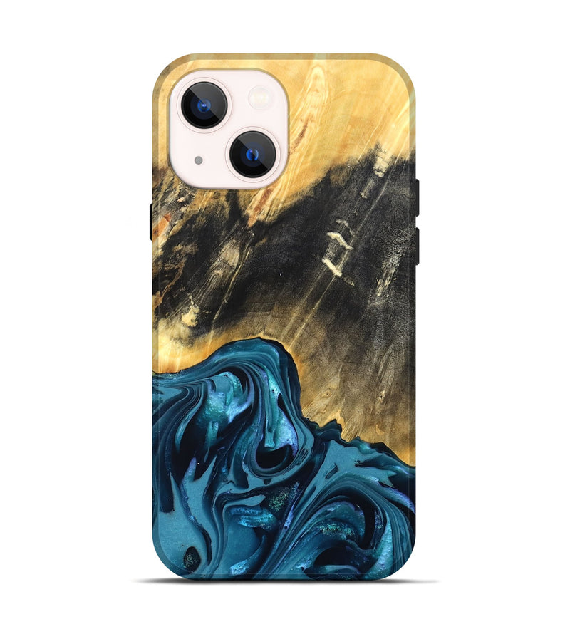 iPhone 14 Wood Live Edge Phone Case - Truett (Blue, 821035)