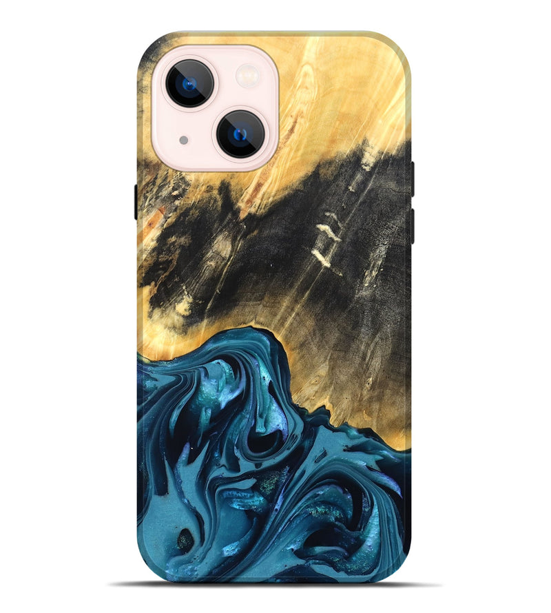 iPhone 14 Plus Wood Live Edge Phone Case - Truett (Blue, 821035)