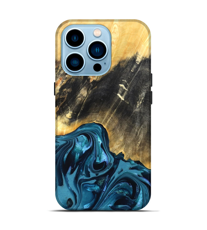 iPhone 14 Pro Wood Live Edge Phone Case - Truett (Blue, 821035)