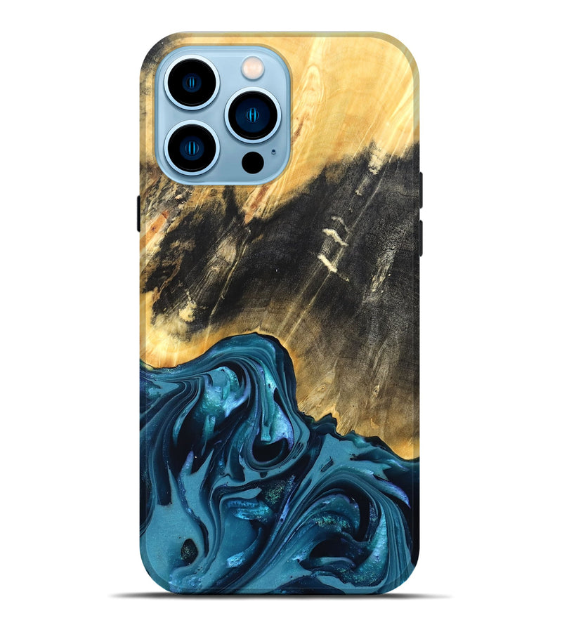 iPhone 14 Pro Max Wood Live Edge Phone Case - Truett (Blue, 821035)