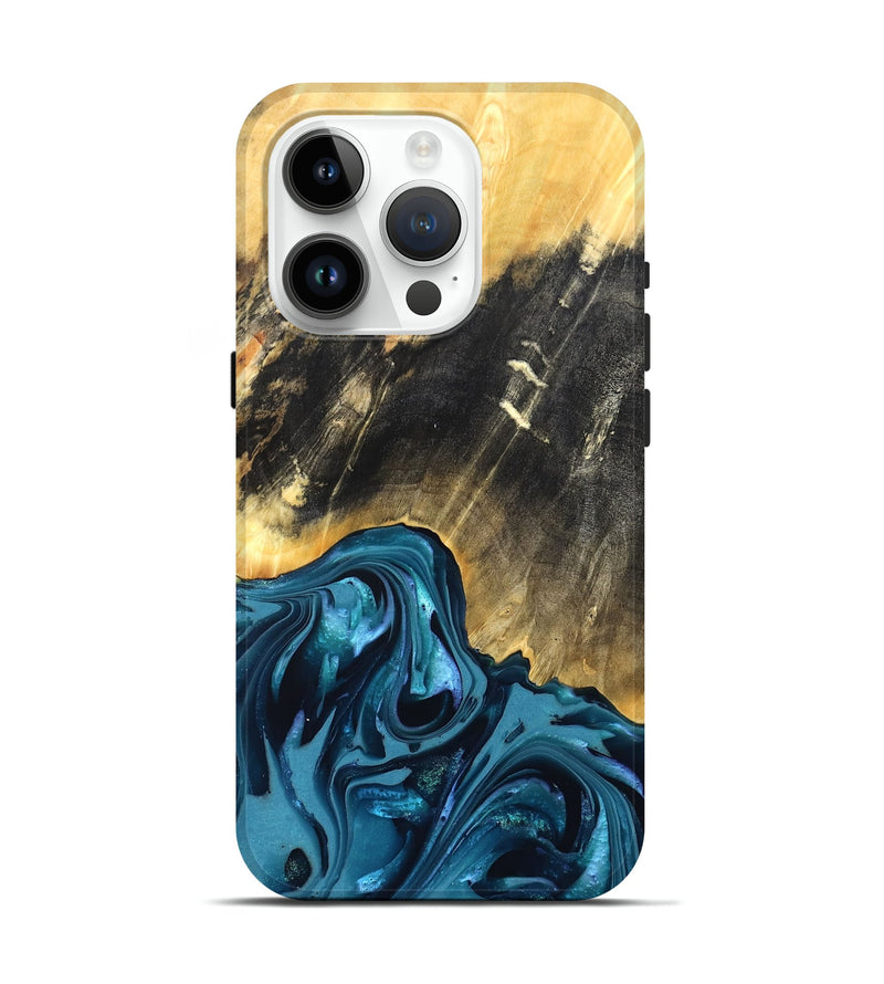 iPhone 15 Pro Wood Live Edge Phone Case - Truett (Blue, 821035)