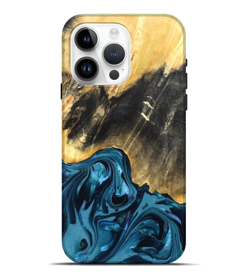 iPhone 15 Pro Max Wood Live Edge Phone Case - Truett (Blue, 821035)