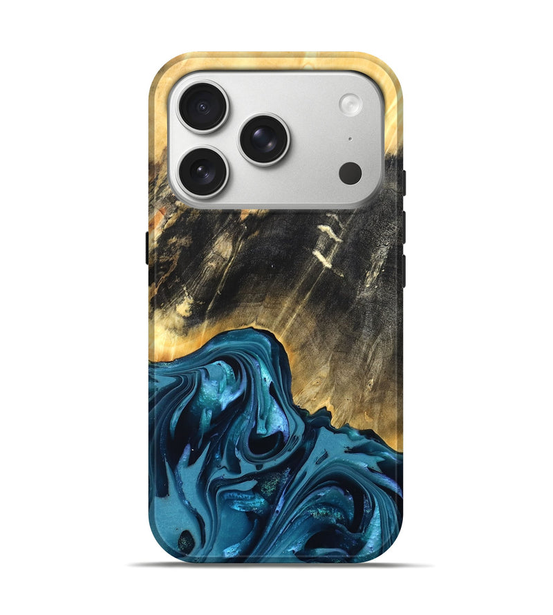 iPhone 17 Pro Wood Live Edge Phone Case - Truett (Blue, 821035)