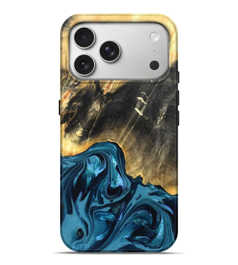 iPhone 17 Pro Max Wood Live Edge Phone Case - Truett (Blue, 821035)