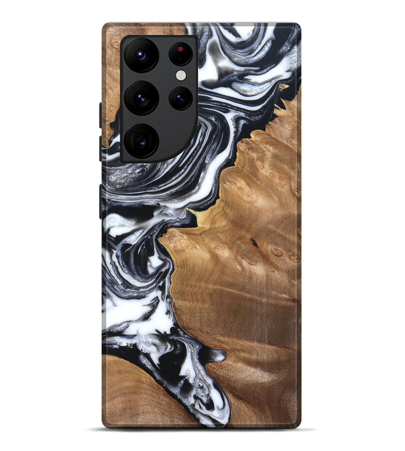 Galaxy S22 Ultra Wood Live Edge Phone Case - Alford (Black & White, 821037)