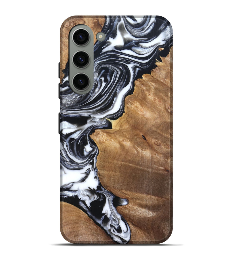 Galaxy S23 Plus Wood Live Edge Phone Case - Alford (Black & White, 821037)