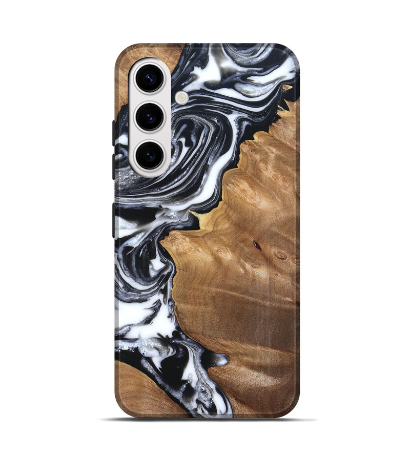 Galaxy S25 Wood Live Edge Phone Case - Alford (Black & White, 821037)