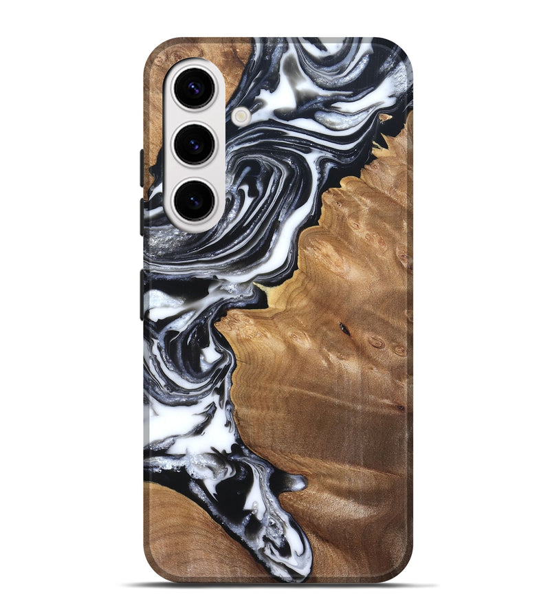 Galaxy S25 Plus Wood Live Edge Phone Case - Alford (Black & White, 821037)
